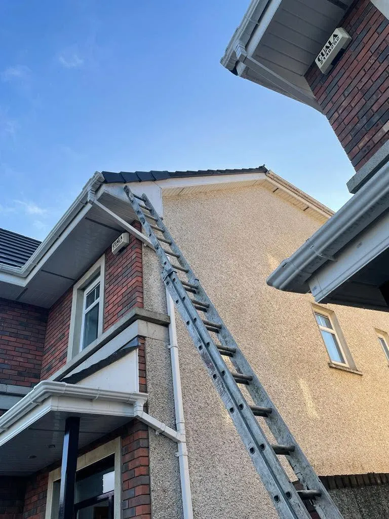Ladders up for fascia and gutter work, Flaherty Roof and Driveways