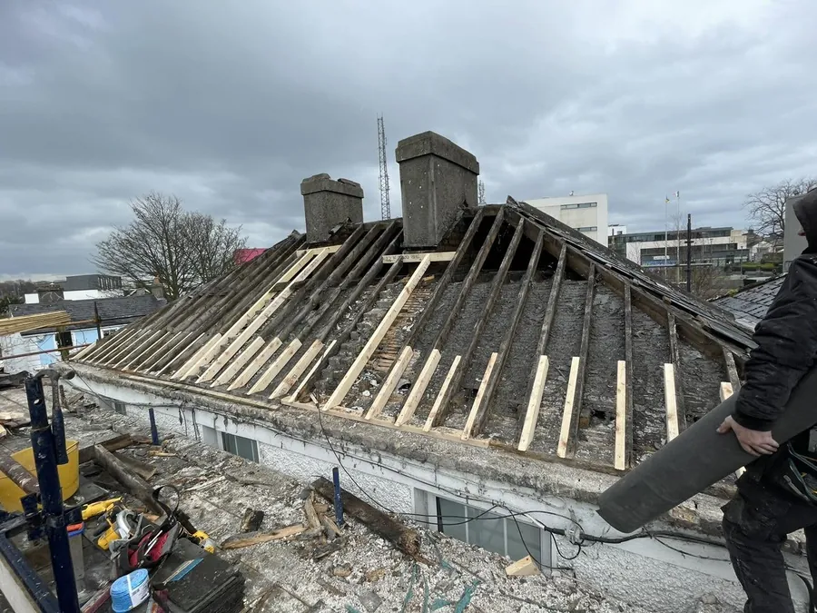 Strip-out of an old slate roof on a town house, Flaherty Roof and Driveways