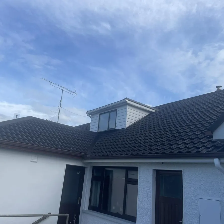 Dormer bungalow roof after cleaning and re-colouring, Flaherty Roof and Driveways